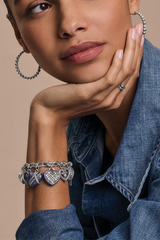 One Heart Blue Link Charm Bracelet