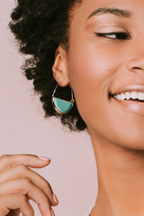 Stone Prism Hoop - Turquoise/Gold