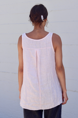Light Pink Ruffled Tiered Sleeve Linen Top