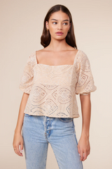 Celeste Eyelet Short Sleeve Top