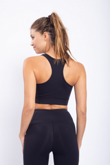 Black Side Panel Racerback Sports Bra