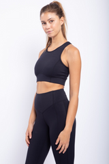 Black Side Panel Racerback Sports Bra