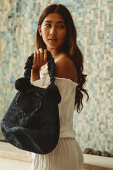 Grey Hobo Crochet Straw Handbag