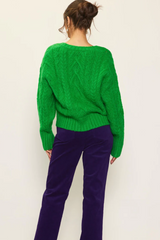 Green V-Neck Pearl Detail Button Cardigan