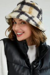 Black Checked Bucket Hat