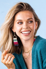 Alison Hot Pink Horizontal Stripe Beaded Earring