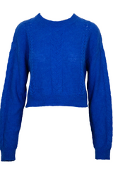 Blue Manon Cable Long Sleeve Sweater