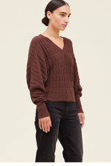 Cacao Batwing Pointelle Long sleeve Sweater