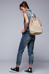 Jute Striped Nautical Barrel Bag