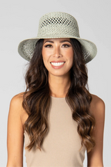 Sage Woven Paper Bucket Hat with Ventilation