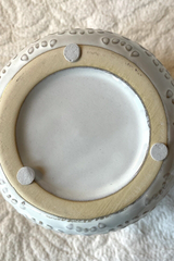 Grey/Cream Taupe Flower Embossed Pat Planter