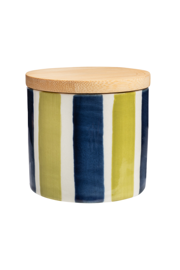 Navy Blue/Yellow Stripe Storage Canister