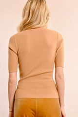 Beige 3/4 Sleeve Knitted Sweater