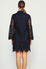 Border Lace Black Mini Dress