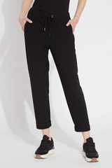 Black Julia Stretch Crepe Cuffed Jogger