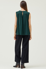Deep Emarald Pleated Sleeveless Top
