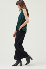 Deep Emarald Pleated Sleeveless Top