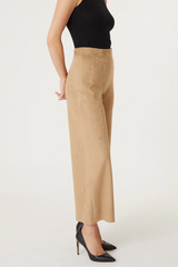 Golden Gold Vegan Faux Suede Wide Leg Crop Pants