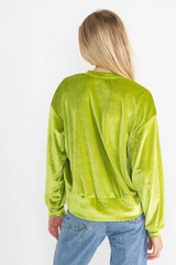 Apple Green Vicky Velvet Long Sleeve Top