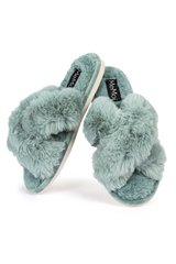 Sea Blue Beverly Fur Plush Slipper