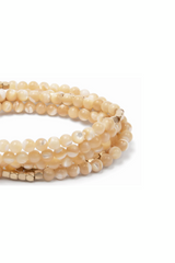 Mother Of Pearl/Gold - Stone of Prosperity Stone Wrap Bracelet/Necklace