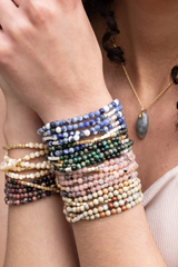 Mother Of Pearl/Gold - Stone of Prosperity Stone Wrap Bracelet/Necklace