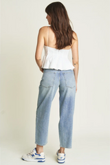 Harlow High Rise Barrel Jean, Light Indigo Worn