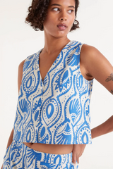 Blue Aquaria Printed Sleeveless Top