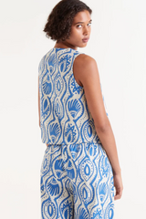 Blue Aquaria Printed Sleeveless Top