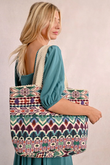 Ethnic Print Canvas Tote Bag