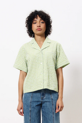 Ilea Lime Button Front Short Sleeve Top