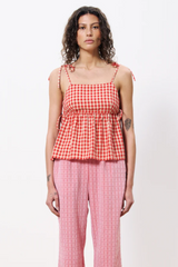 Corentine Red Strappy Gingham Top
