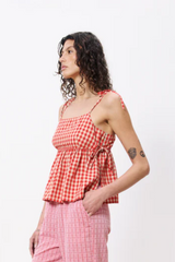 Corentine Red Strappy Gingham Top