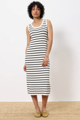 Cream with Black Stripes Nacera Sleeveless Knit Dress