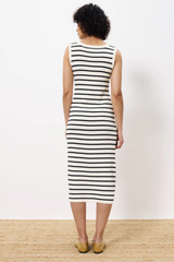 Cream with Black Stripes Nacera Sleeveless Knit Dress