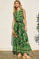 Green Elegant Perception Split Neck Maxi Dress