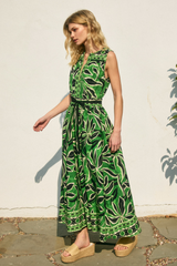 Green Elegant Perception Split Neck Maxi Dress