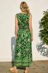 Green Elegant Perception Split Neck Maxi Dress