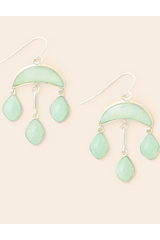 Stone Crescent Drop Earring - Amazonite/Silver