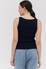 Ink Boat Neck Sleeveless Sweater Top