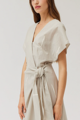 Concrete Dash Print Wrap Dress