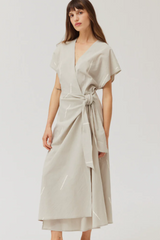 Concrete Dash Print Wrap Dress