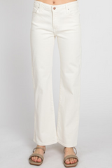 Creamy White Venice Mid-Rise Straight Denim