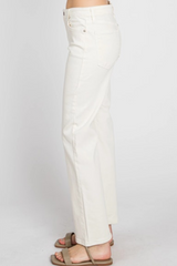 Creamy White Venice Mid-Rise Straight Denim