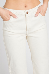 Creamy White Venice Mid-Rise Straight Denim