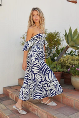 Navy and White Ophelia Midi Dress