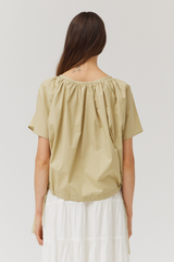 Pistachio Side Ribbon Tie V-Neck Short Sleeve Top