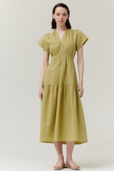 Martini Crinkle Ruffled Short Sleeve Dress