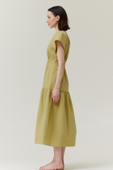 Martini Crinkle Ruffled Short Sleeve Dress