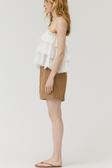 Off White Ruffled Sleeveless Top